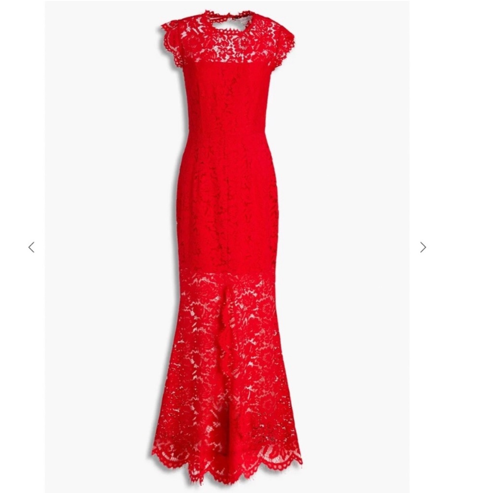 Rachel Zoe red lace evening gown
